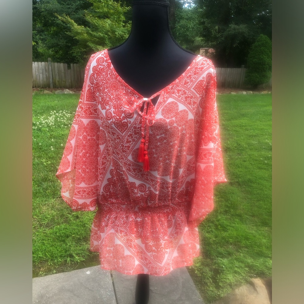 Elle Sheer Blouse Orange size XL